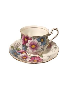 VTG Royal Albert Bone China Teacup & Saucer Flower of the Month Series Cosmos